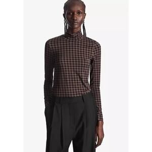 Cos High Neck Plaid Printed Turtleneck Long Sleeve Small